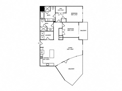 Sentral Old Town - B10 2BR 2BA Floor Plan